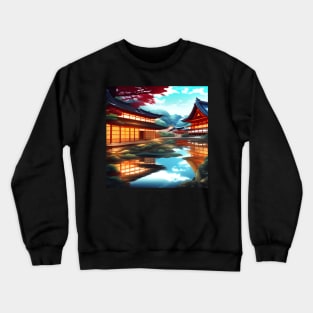 Beaux Animes Art Fantasy Japanese Anime Village by the river Design Crewneck Sweatshirt